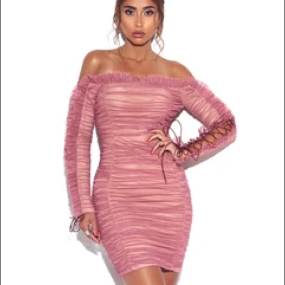 MISS CIRCLE RUCHED BODY DRESS